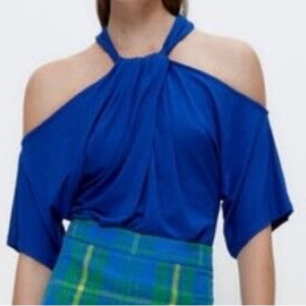 COLD SHOULDER TOP - ROYAL BLUE